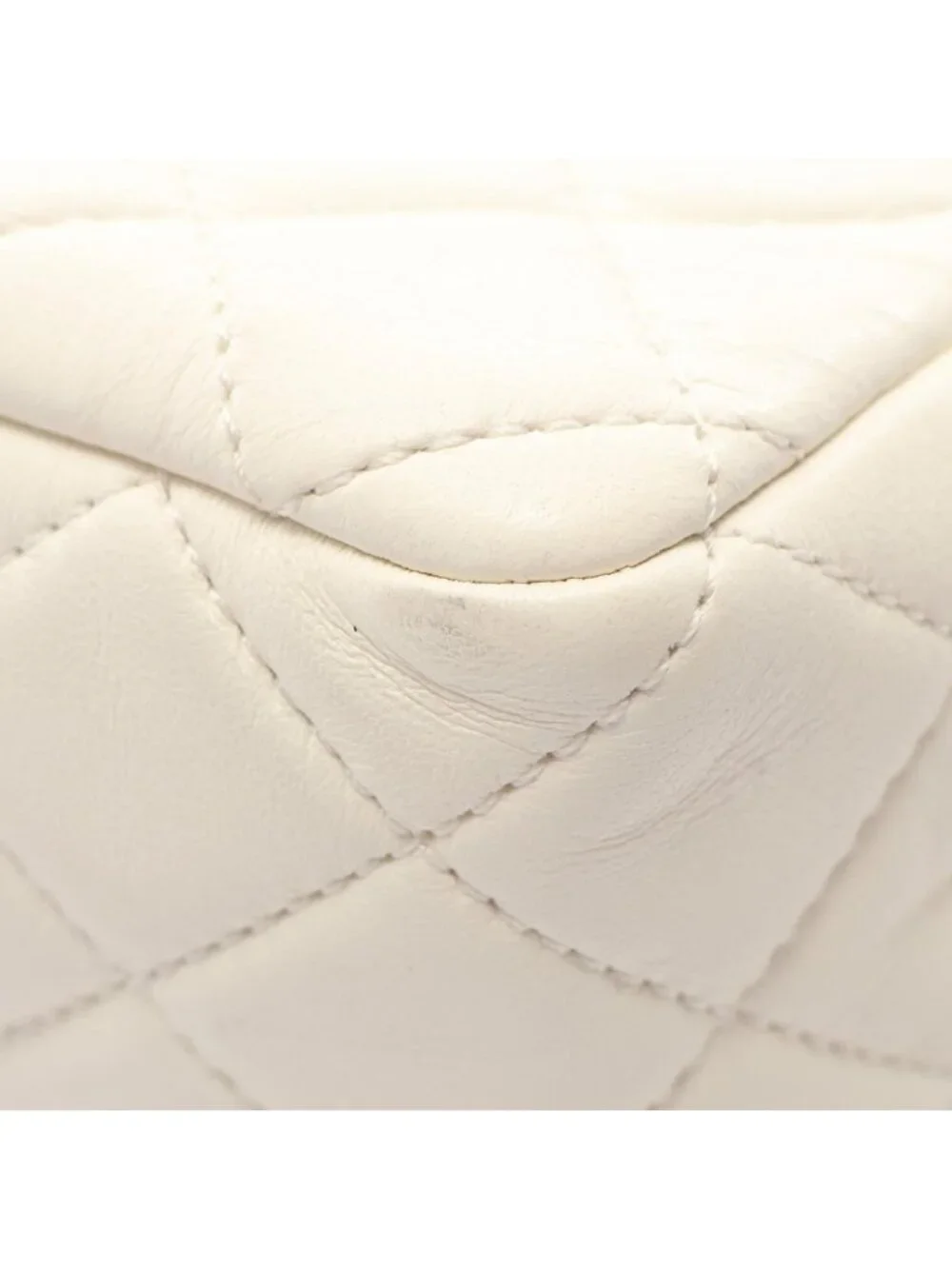 Chanel Shoulder Bag Quilted Mini Flap White Lambskin Small Chain